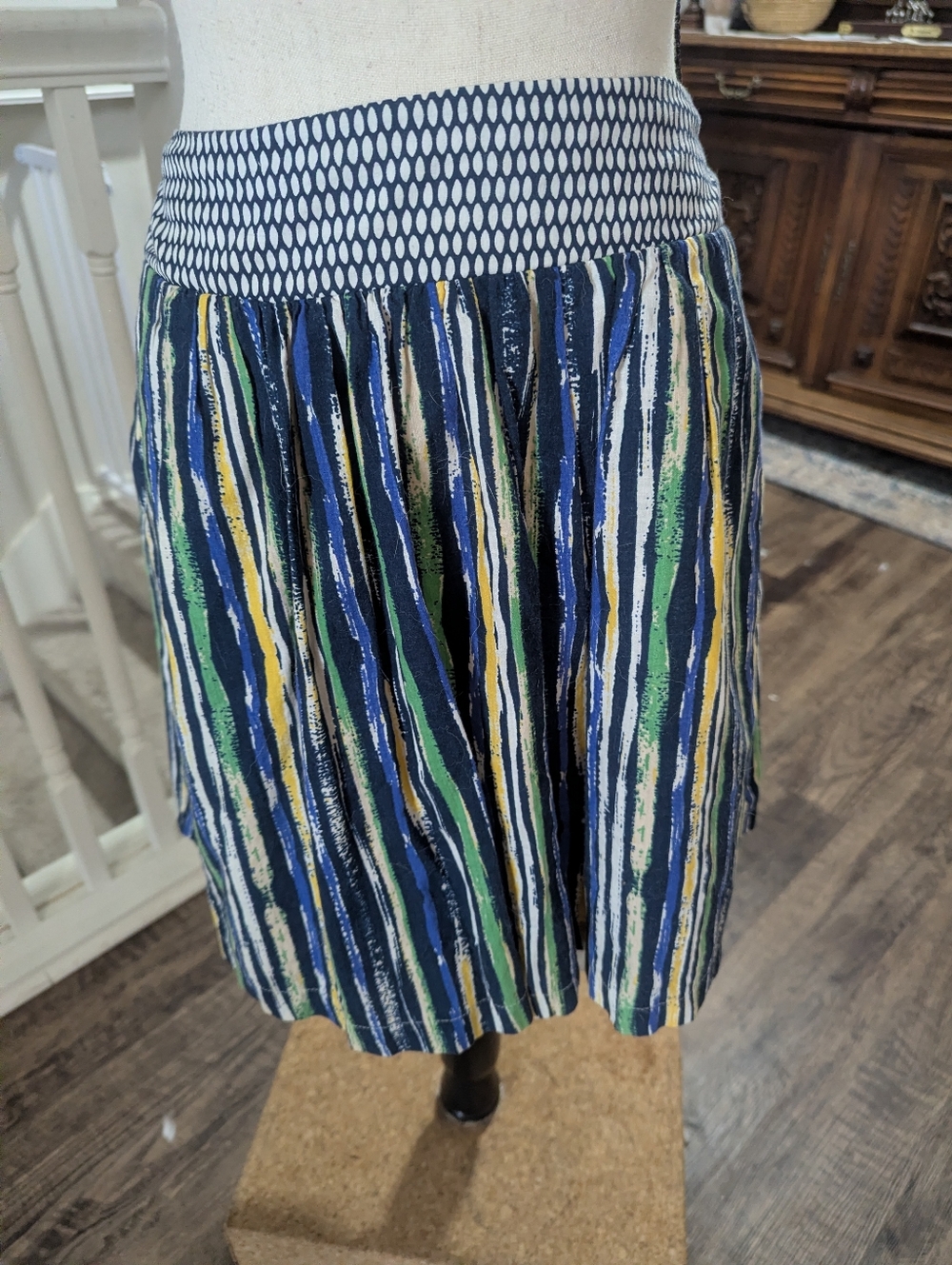 Anthropologie Women's Navy Multicolor Striped Casual Skirt